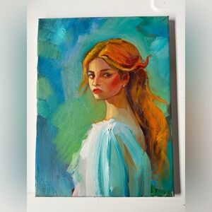 oil paintings original «Orange hair”, 12x9, oil on canvas